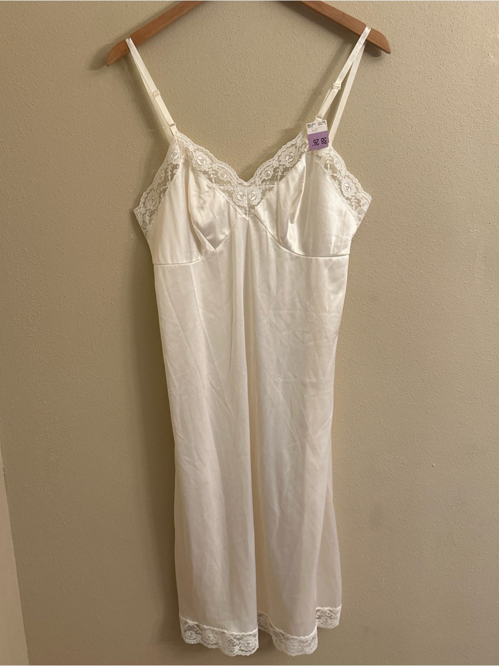 Vtg Vanity Fair Slip Dress Lace Ivory Nightgown Size 38 New